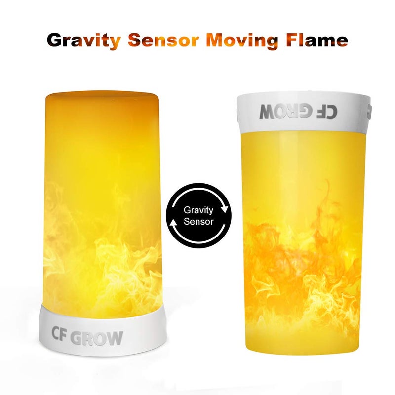 CFGROW LED Flame Effect Light, USB Rechargeable Flame Candle Waterproof Dimmable 4 Modes Lantern with Gravity Sensing Effect & Magnetic Base, for Halloween, Room, Party, Bar Decor - Image 3